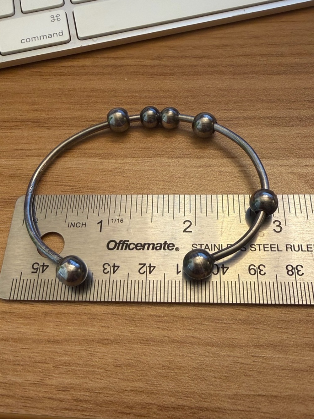 Vintage Sterling Silver Ball Accent Cuff Bracelet - Silver